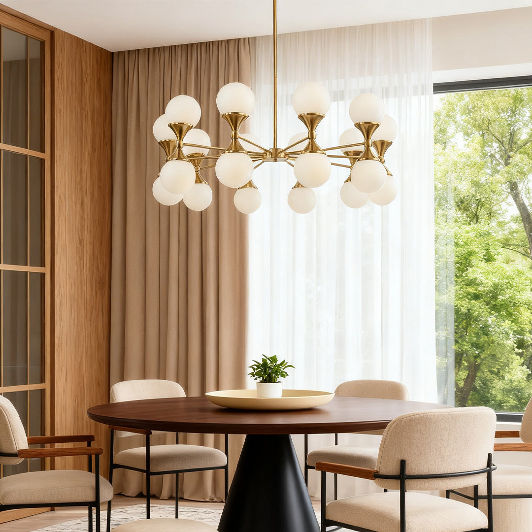 Bubble Glass Chandeliers Stylish Full Copper Nordic Ceiling Light