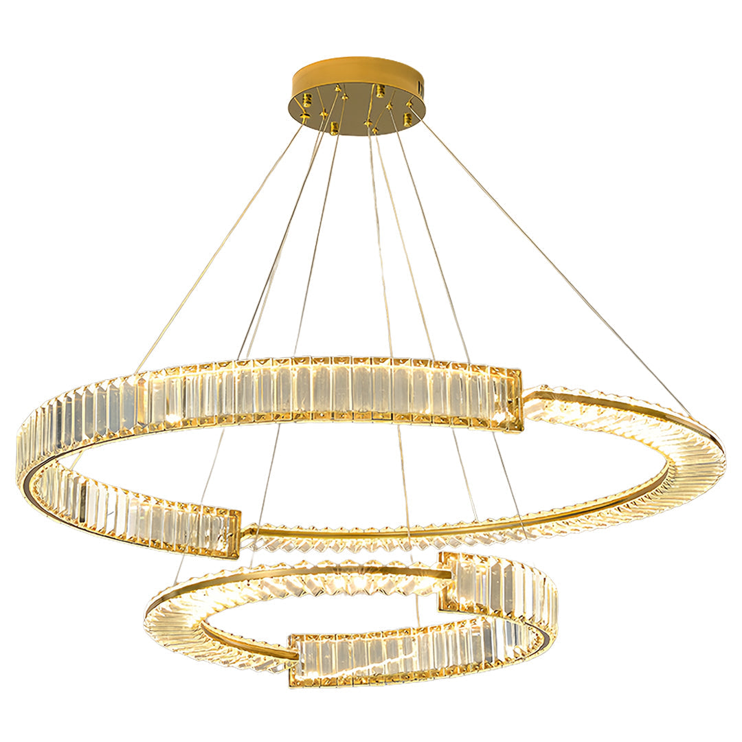 Gold Crystal Chandelier Dimmable LED Modern Ring Ceiling Light