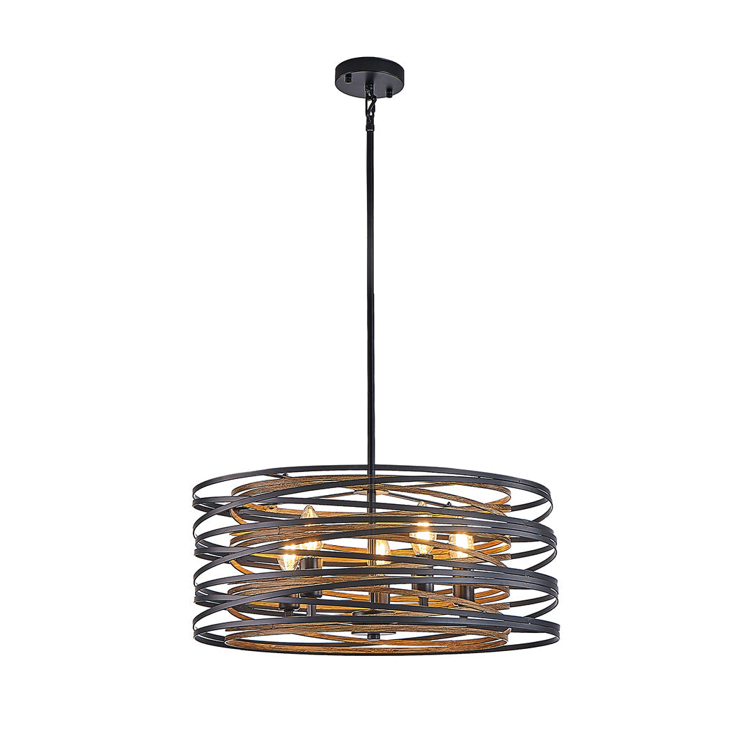 Black Drum Pendant Light Iron Cage Round Cylinder Ceiling Lights