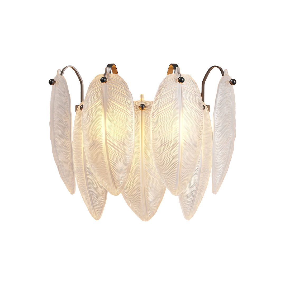 Feather Wall Light French Luxury Full Copper Glass Lamp