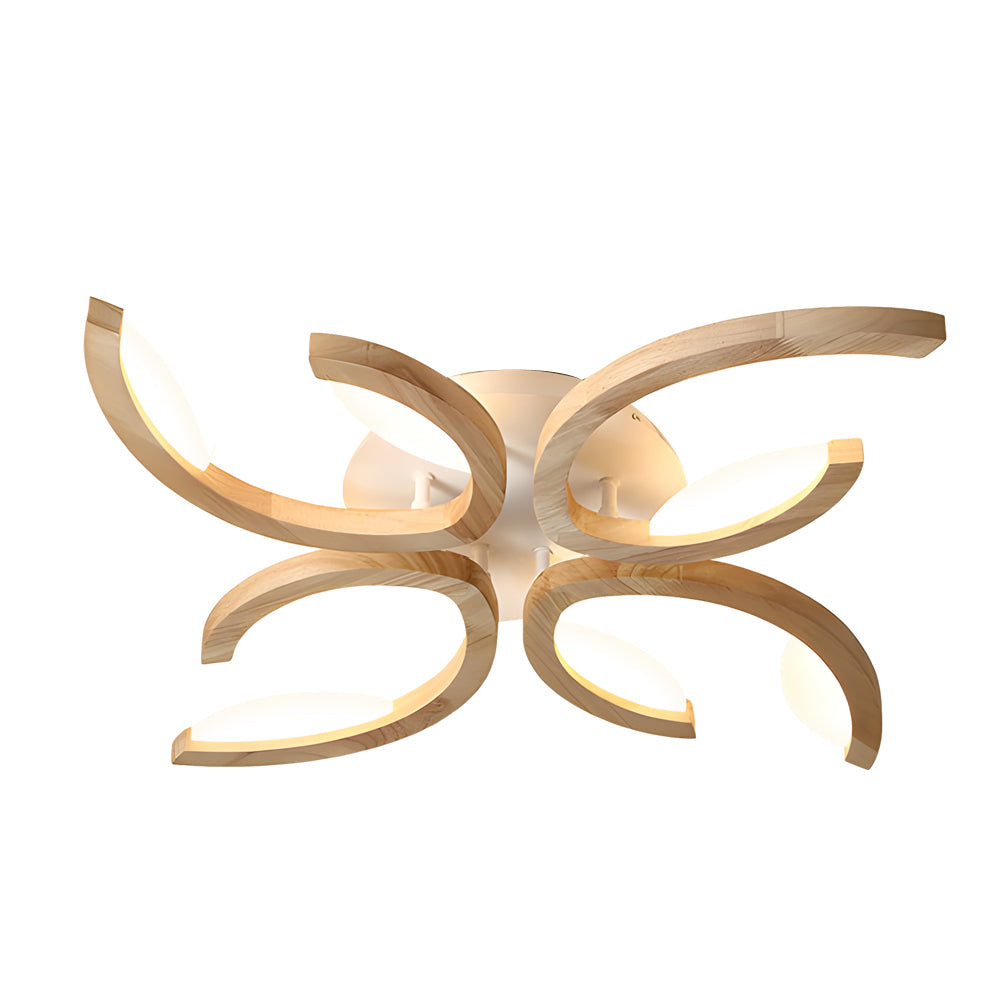 Leaf Ceiling Light Floral Natural Design Wooden Light