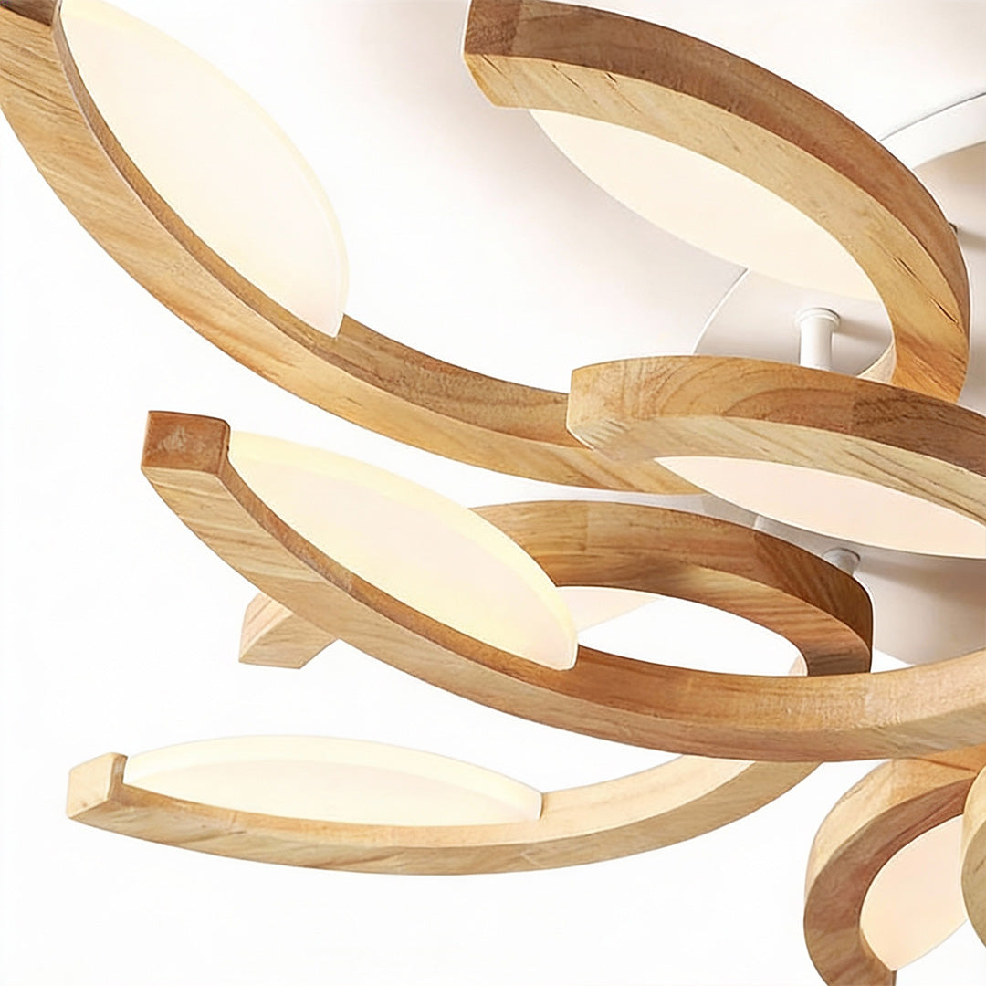 Leaf Ceiling Light Floral Natural Design Wooden Light