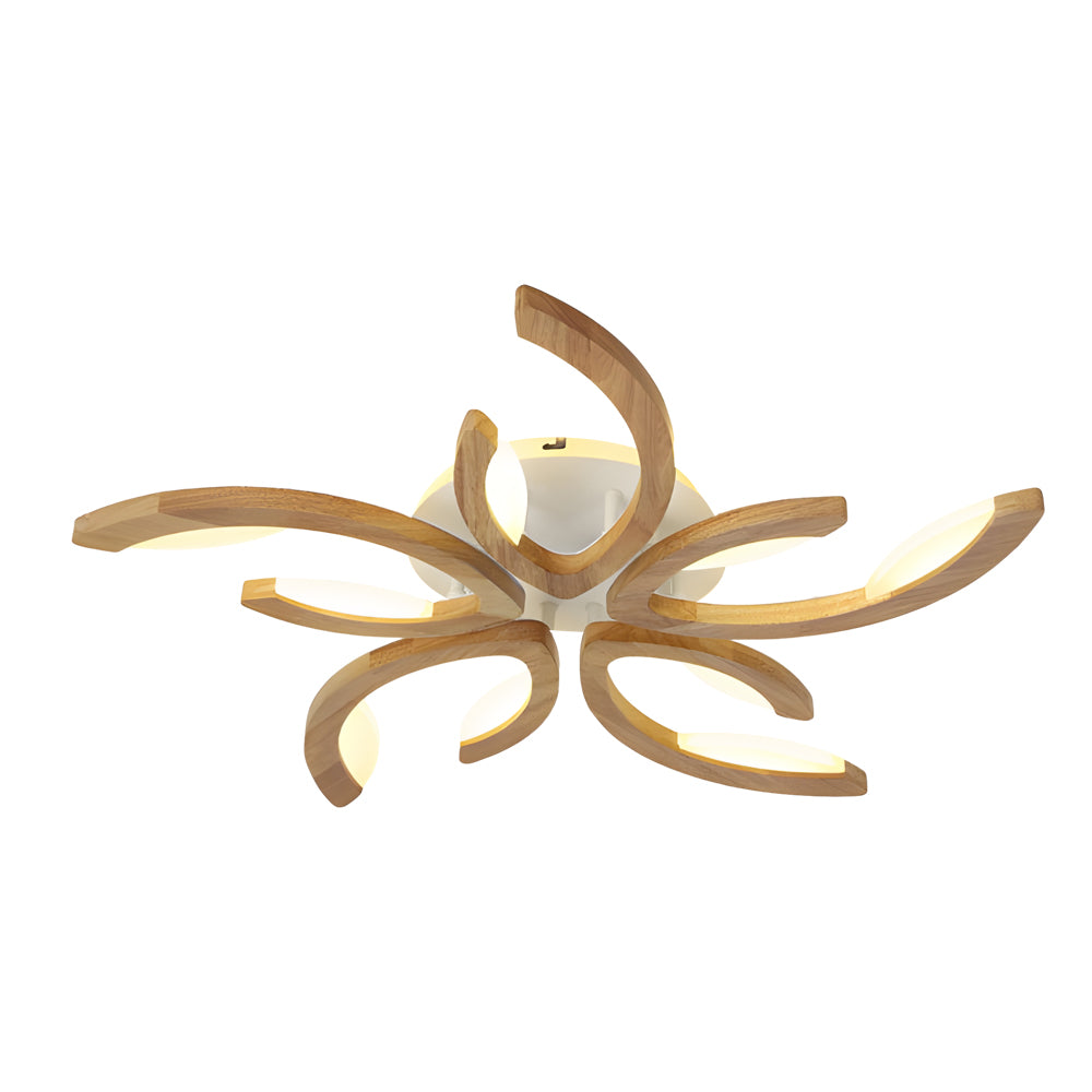 Leaf Ceiling Light Floral Natural Design Wooden Light