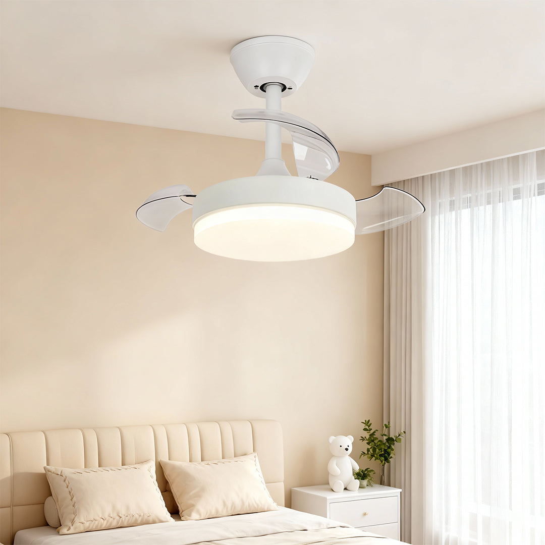 LED Ceiling Fans with Lights Stepless Dimming Silent Motor Lamp