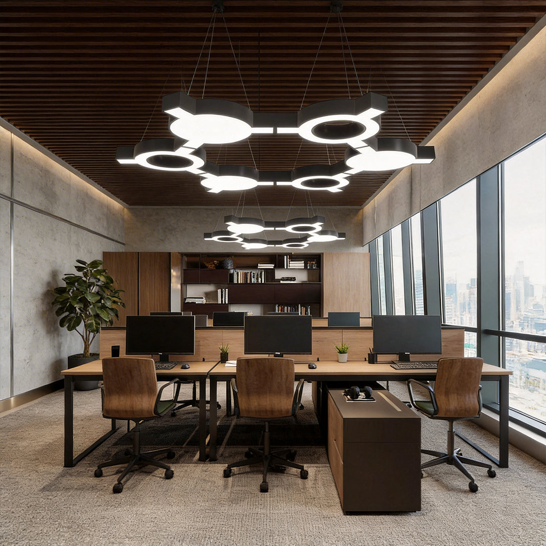 LED Chandelier Modern Geometric Metal Crop Circles Ceiling Light
