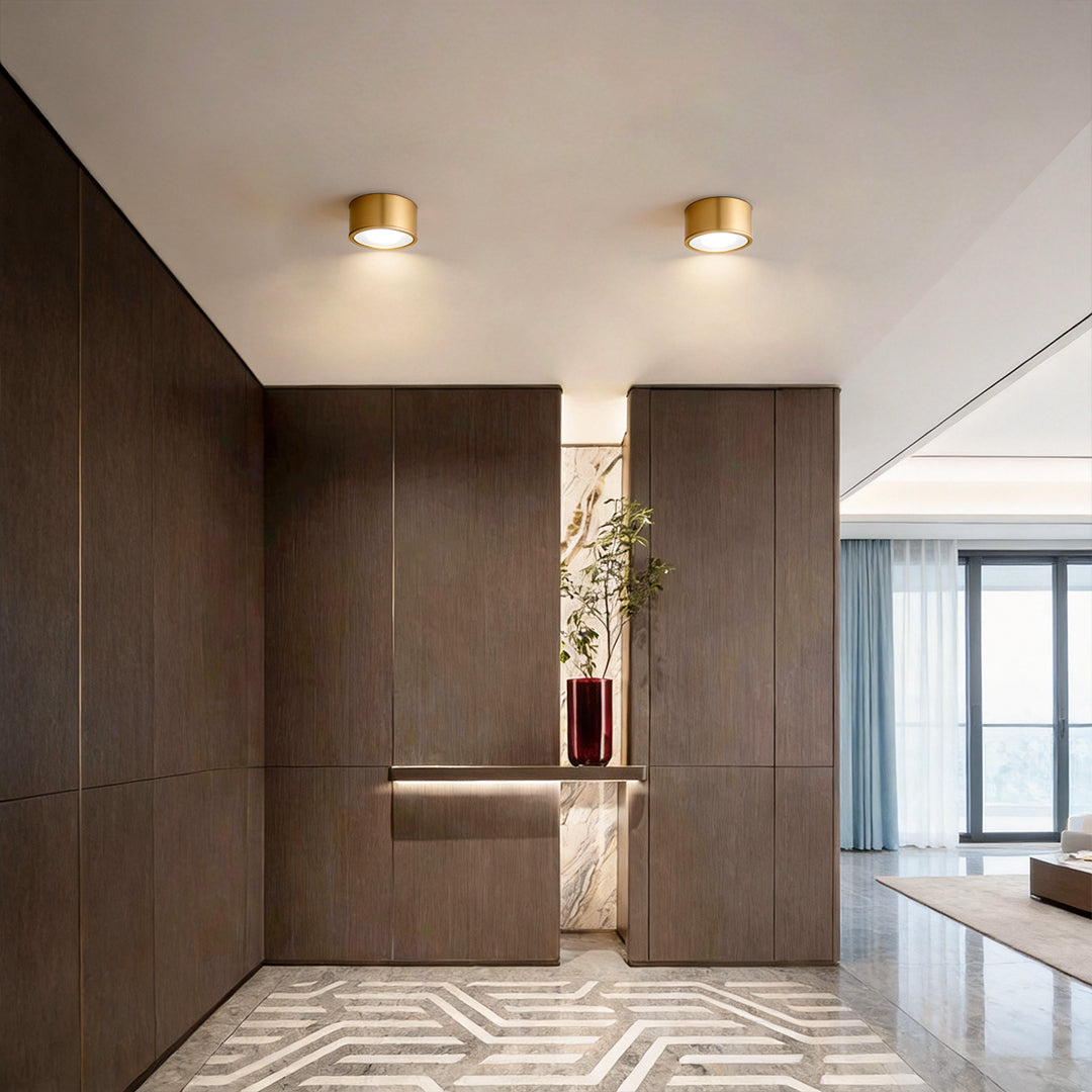 LED Downlight Modern Gold Cylindrical Copper Light