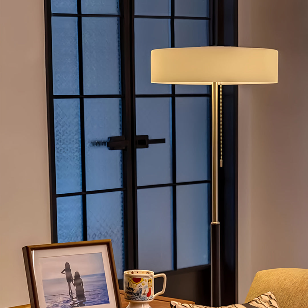 Floor Lamp with LED Drum Shade Elegant Ambient Tall Standing Light