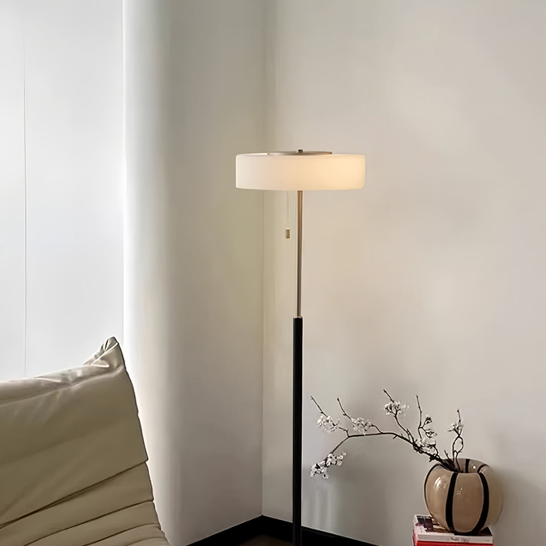 Floor Lamp with LED Drum Shade Elegant Ambient Tall Standing Light
