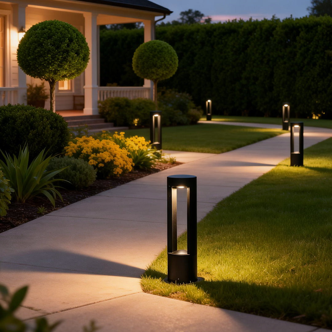 LED Light Bollard Outdoor Hollow Cylindrical Black Fixture