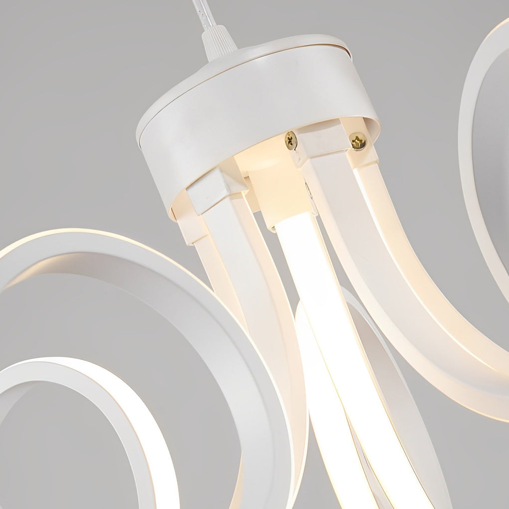 LED Ribbon Chandelier Petal Curve Metal Ceiling Light