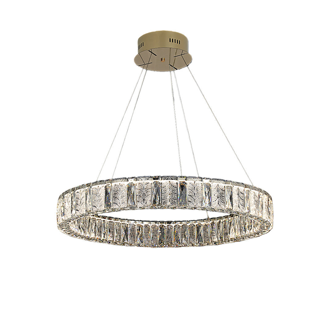 LED Ring Chandelier Stainless Steel Crystal Ceiling Lights