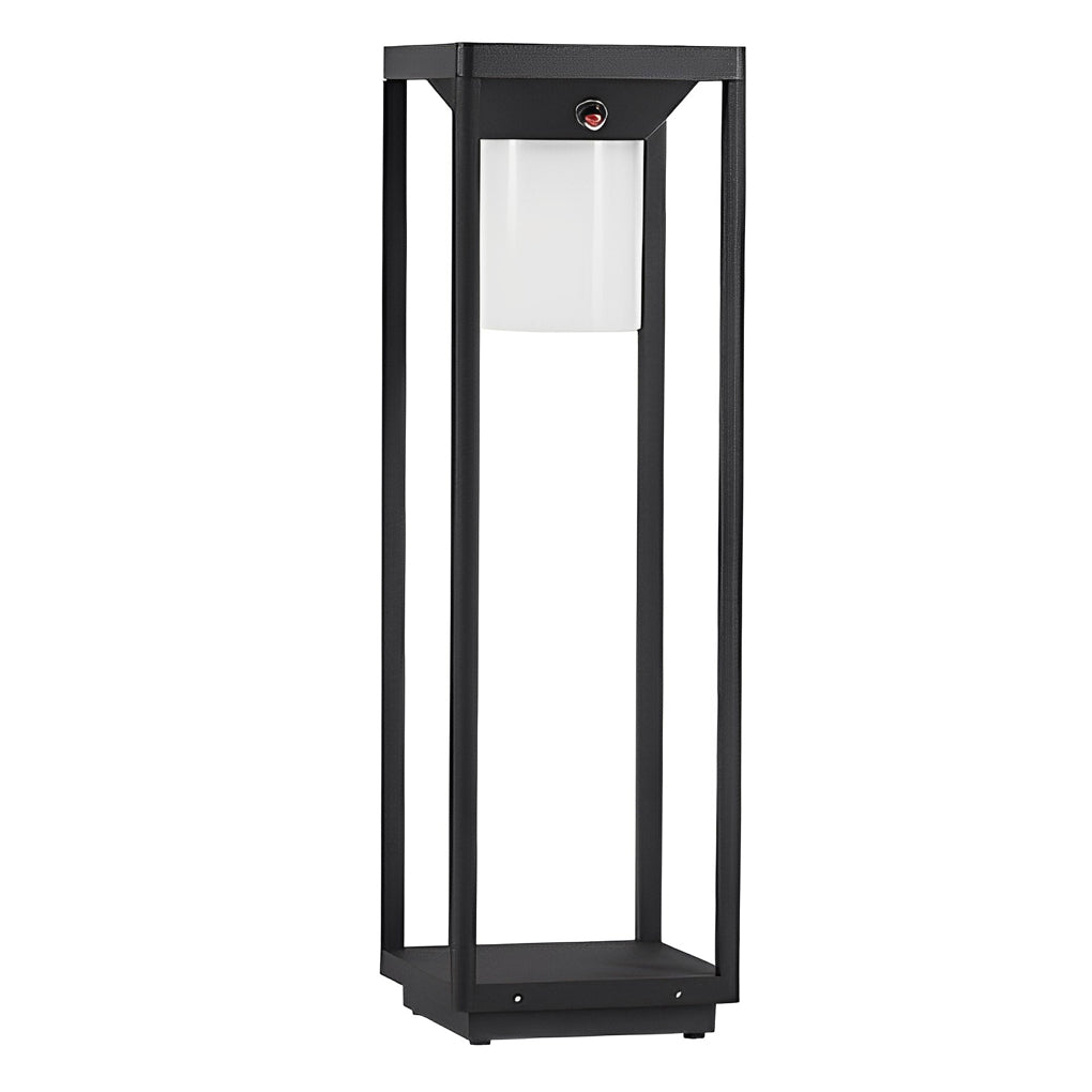 LED Solar Bollard Lights Modern Outdoor Black Lawn Light
