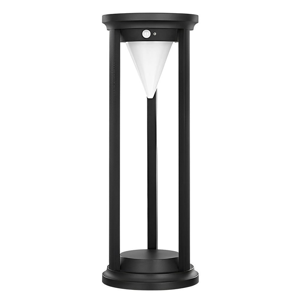 LED Solar Bollard Lights Modern Outdoor Black Lawn Light