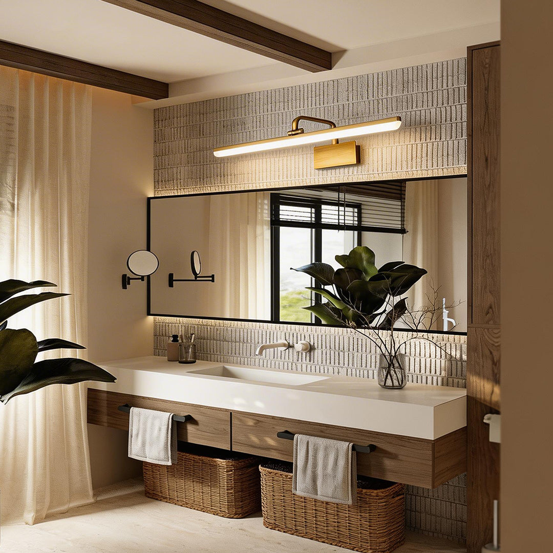 Light Bar Vanity Modern Brass Curved Arm Elegant Light