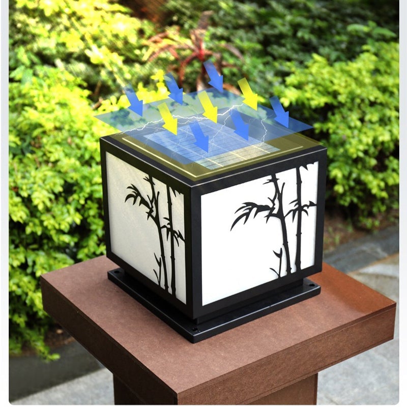 Light Box Pillar Lights Modern Waterproof LED Solar Outdoor Light