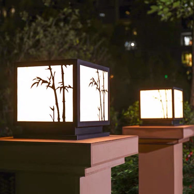 Light Box Pillar Lights Modern Waterproof LED Solar Outdoor Light
