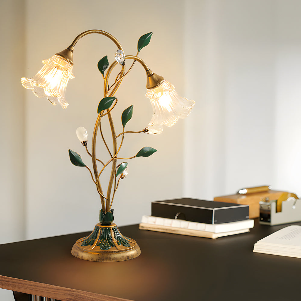 Lily Table Lamp Dual Lights and Leaf Ornaments Lights