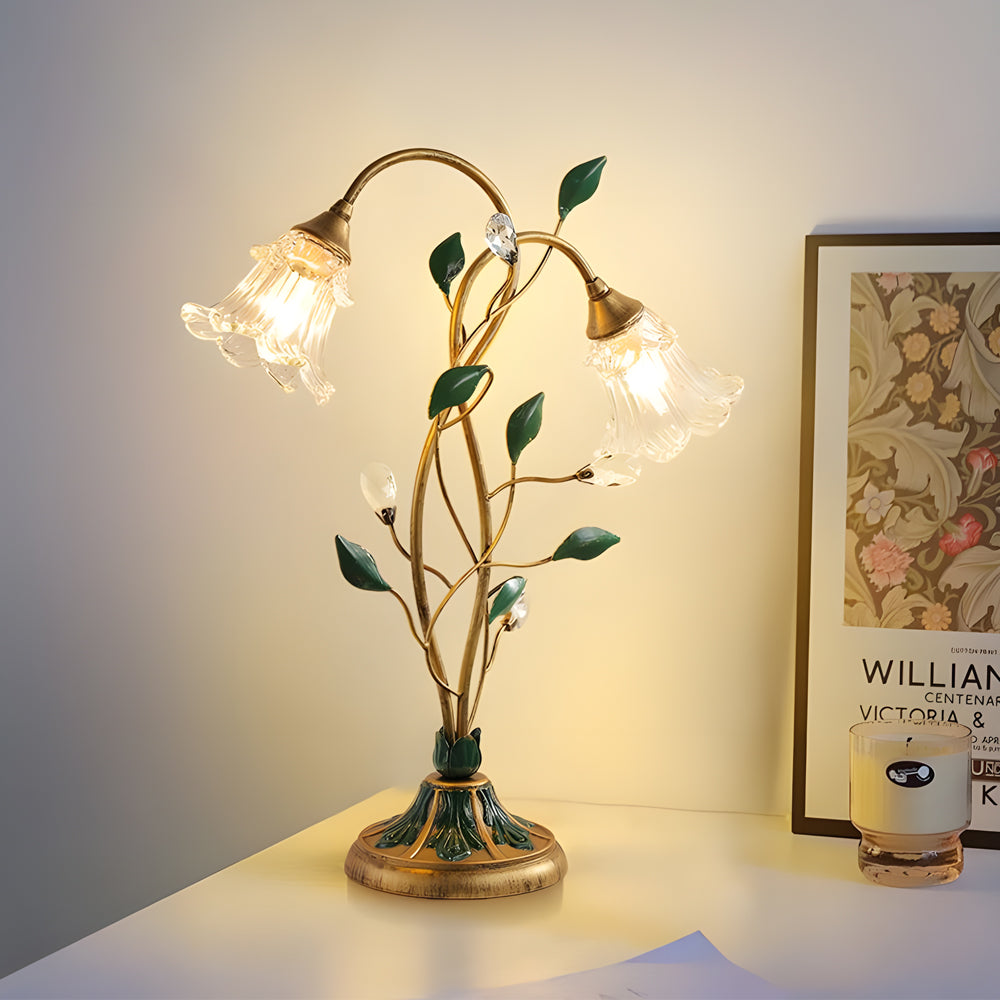 Lily Table Lamp Dual Lights and Leaf Ornaments Lights