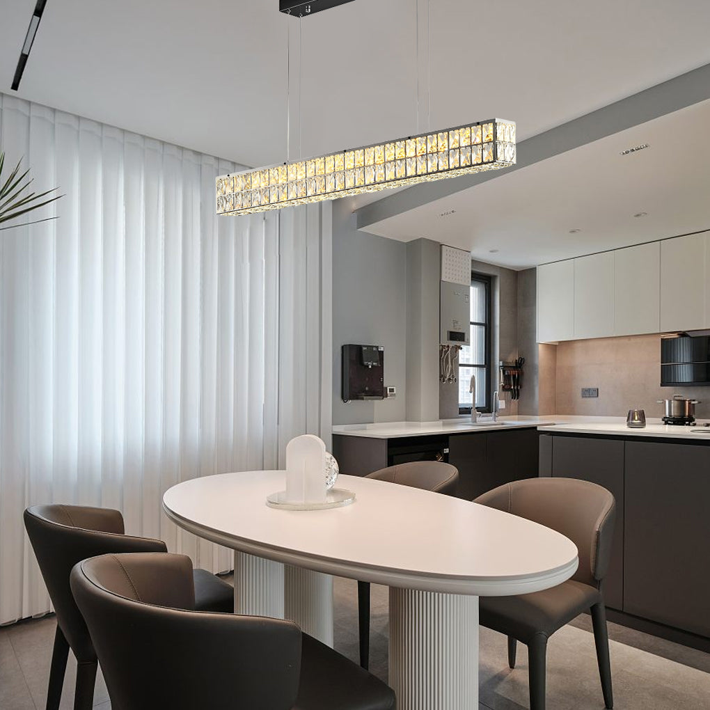 Linear Crystal Light Luxury Modern Rectangular Ceiling Light