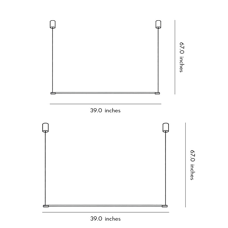 Linear Pendant Light Fixture Minimalist LED Black Ceiling Light