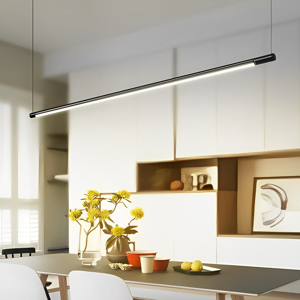 Linear Pendant Light Fixture Minimalist LED Black Ceiling Light