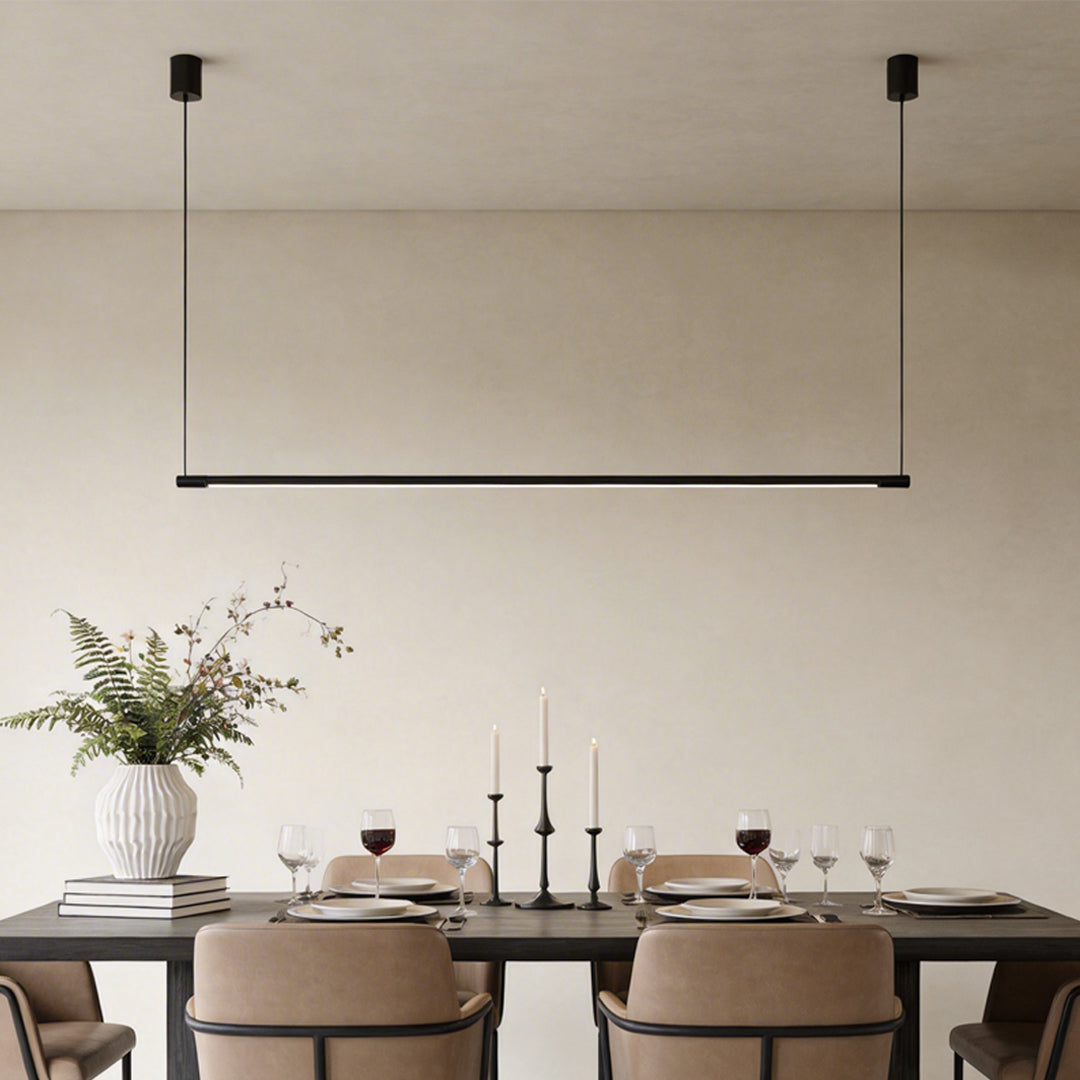 Linear Pendant Light Fixture Minimalist LED Black Ceiling Light
