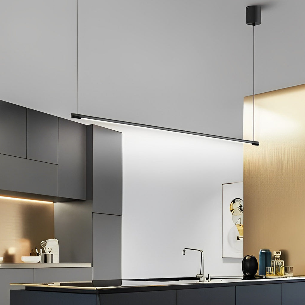 Linear Pendant Light Fixture Minimalist LED Black Ceiling Light