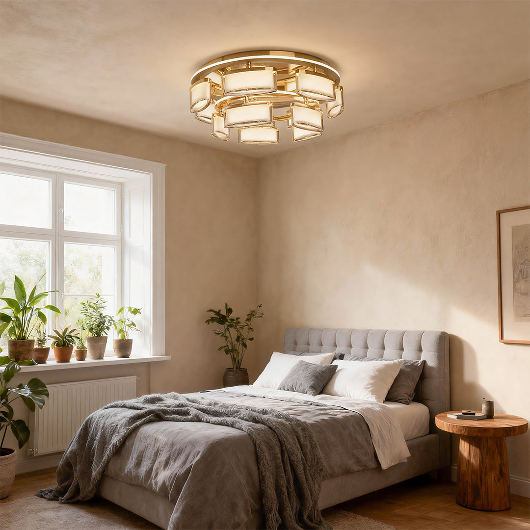 Modern Full Copper Crystal Flush Mount
