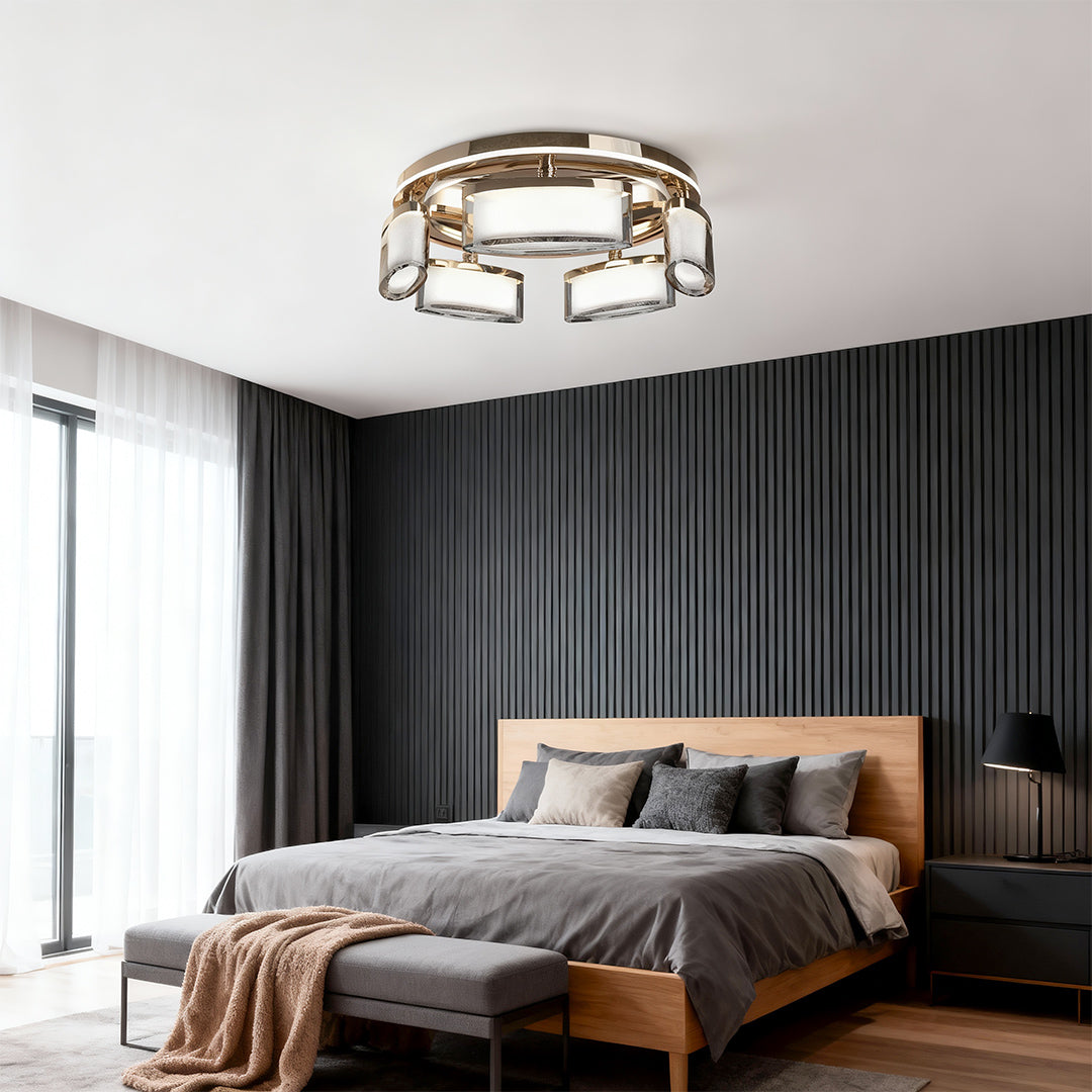 Crystal Flush Mount Ceiling Light Full Copper Modern Lamp