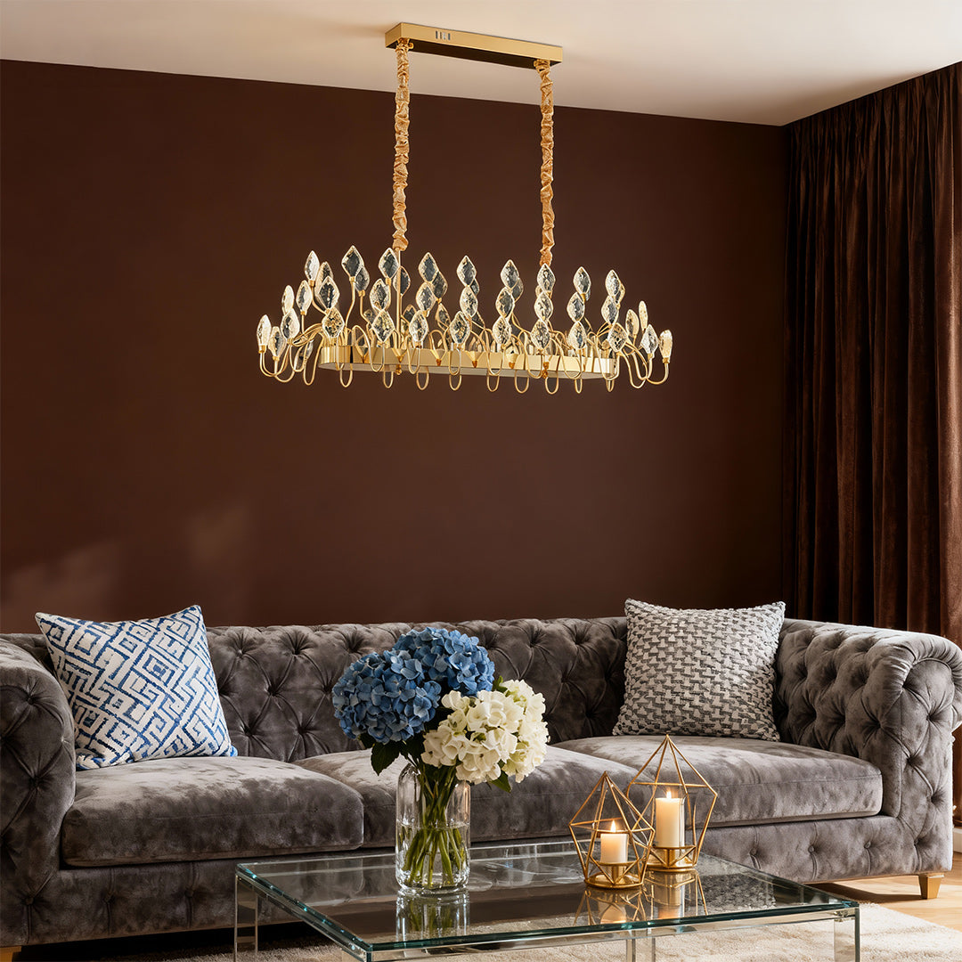 Gold LED Chandelier French Light Luxury Crystal Ceiling Light