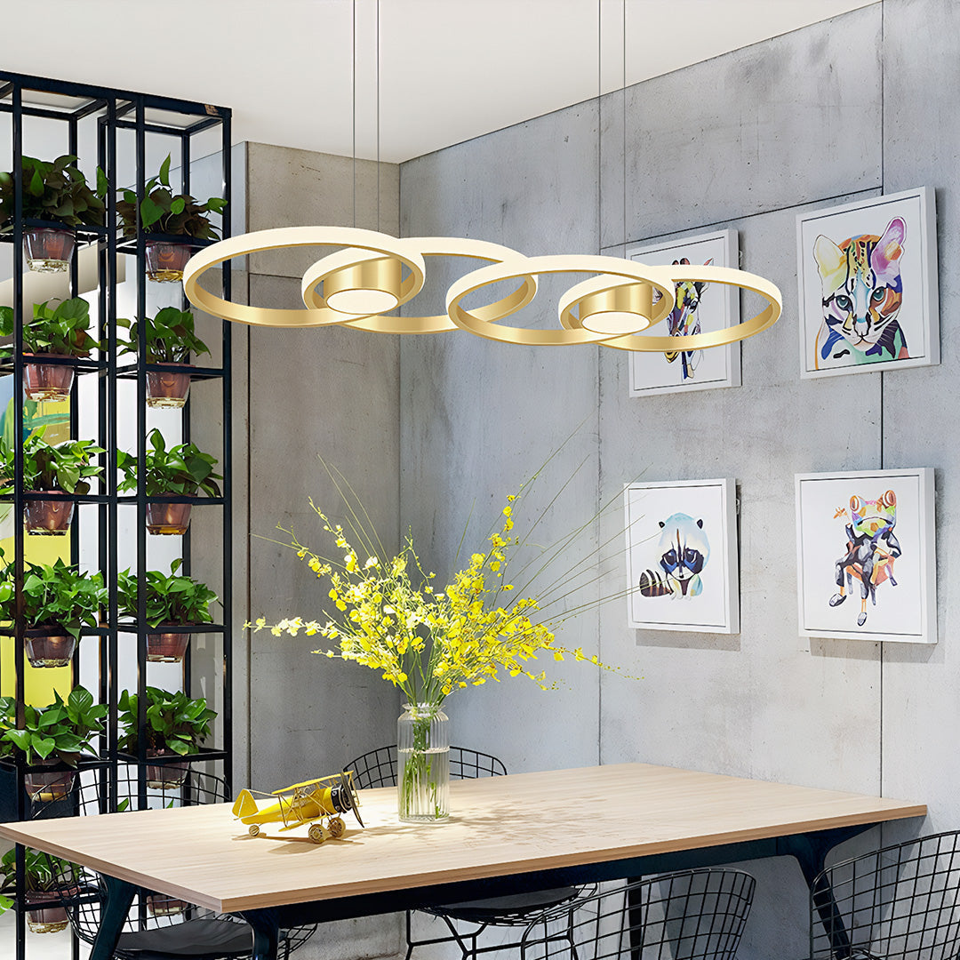 Gold Chandelier Lamp Nordic Style Aluminum Adjusted Ceiling Light