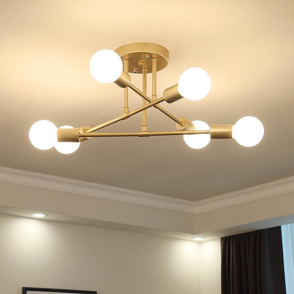 6-Lights Globe LED Sputnik Chandelier Modern Iron Ceiling Light