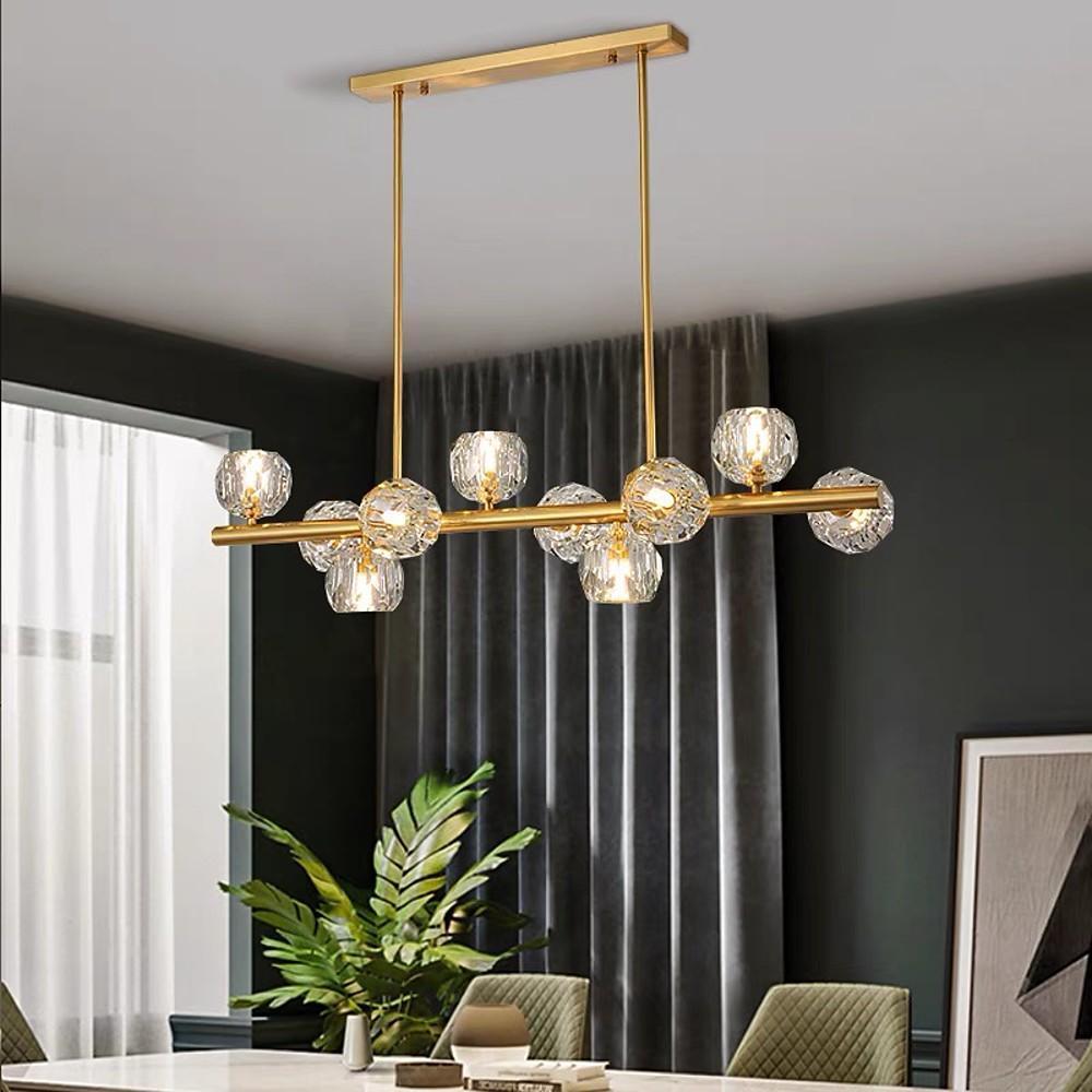 Gold Metal Crystal Chandeliers Globe Cluster LED Ceiling Light