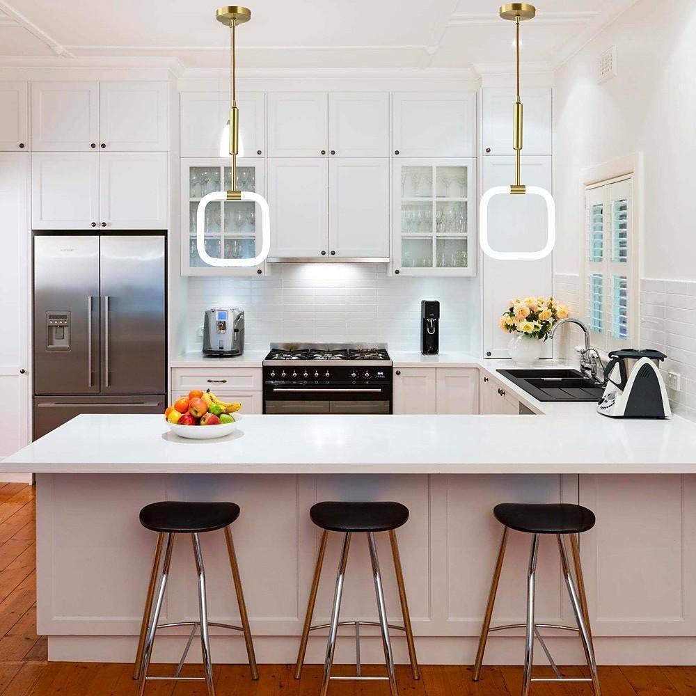 Square Pendant Light Copper Acrylic Geometrical LED Ceiling Lights