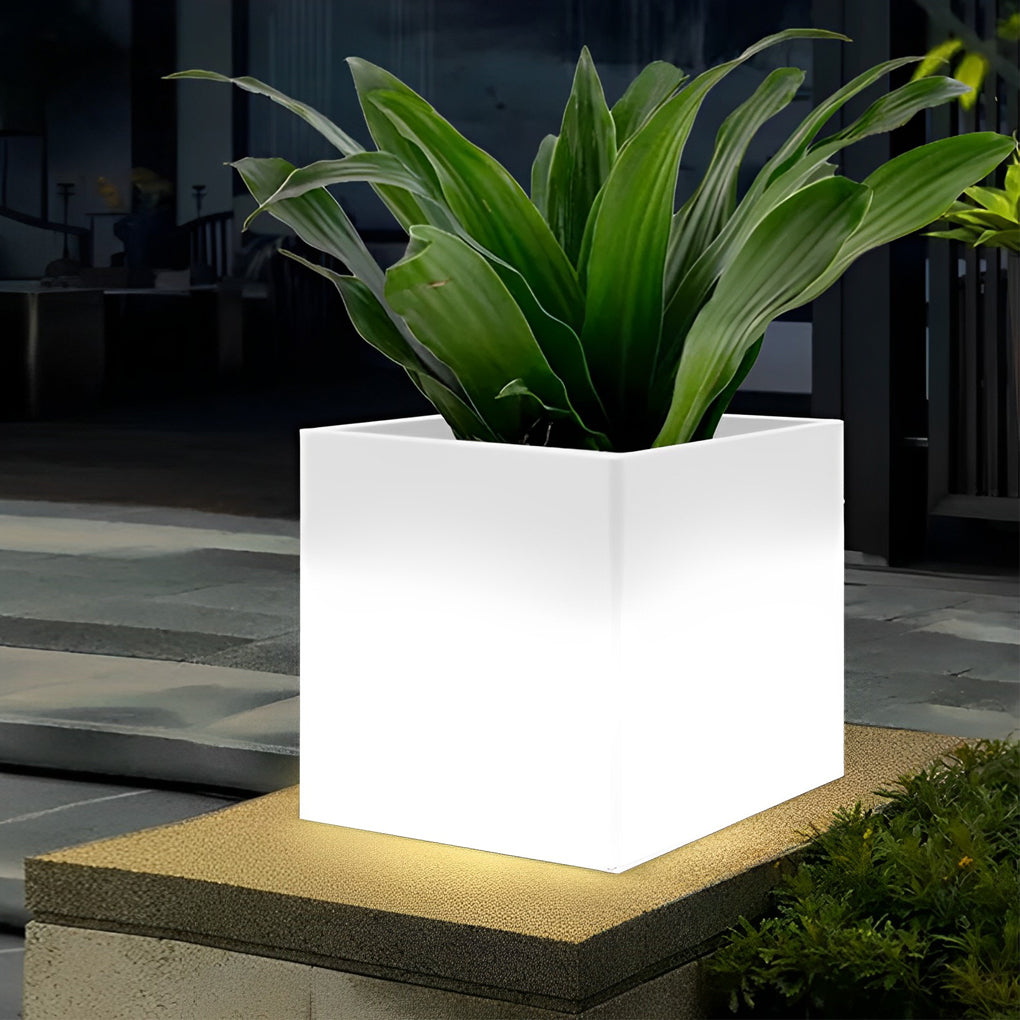 Luminous Flower Pots Square Waterproof LED Solar Light