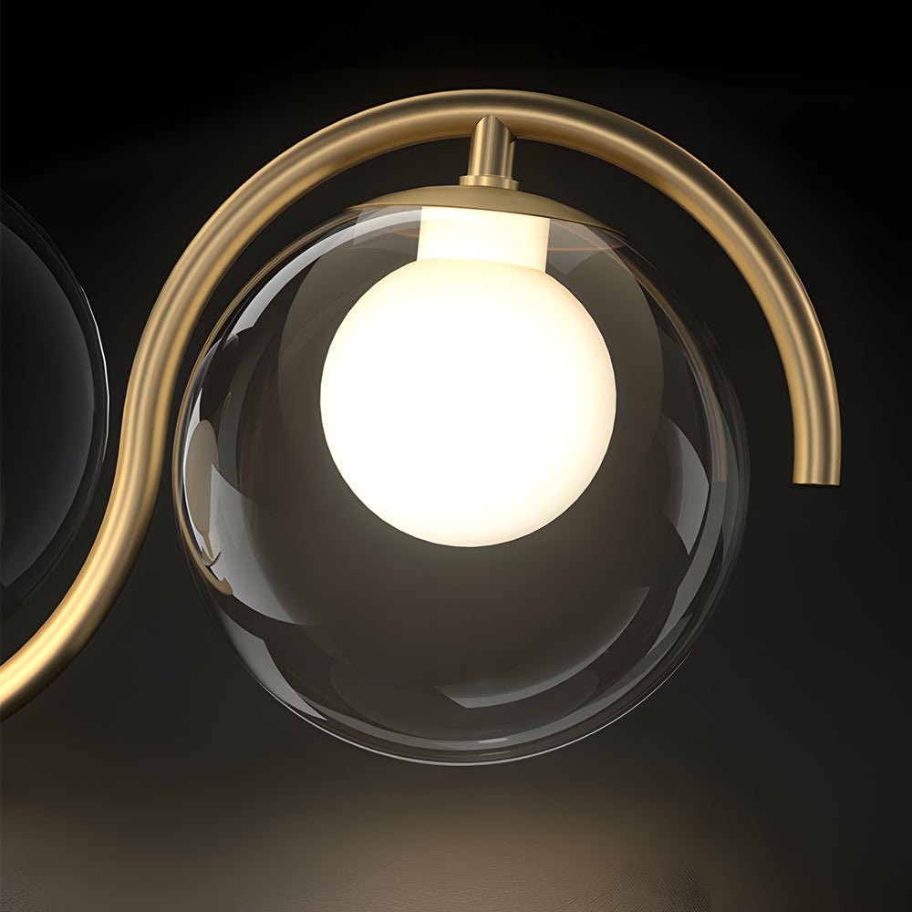 Glass Ball Linear Chandelier Wave‑shaped Island Ceiling Light