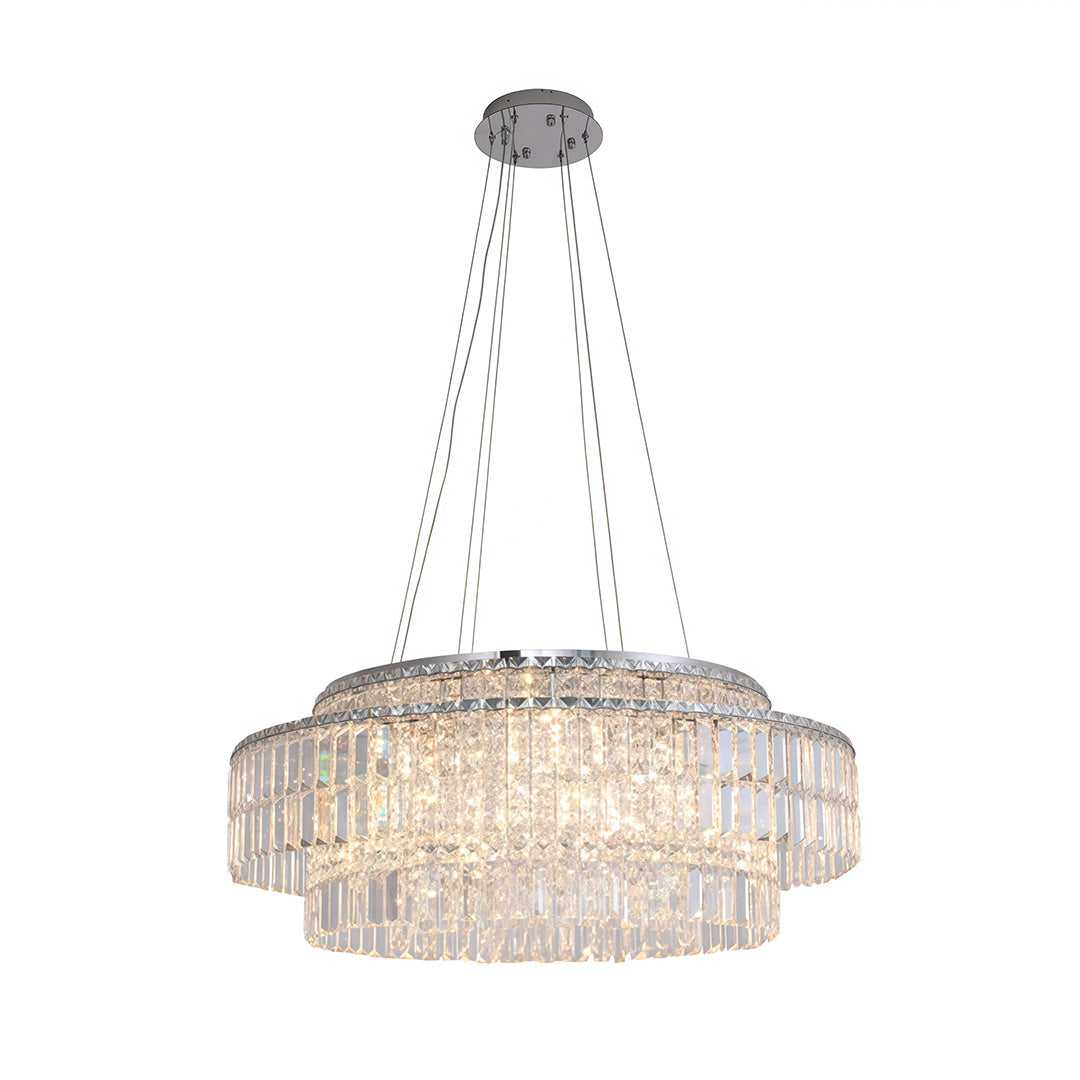 Chandelier with Round Crystals Minimalist Adjustable Ceiling Light