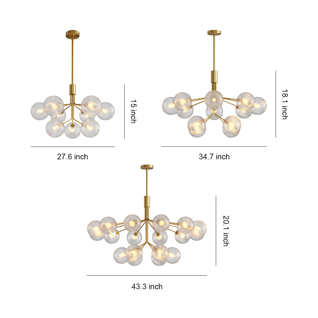 Luxury Modern Chandeliers Solid Copper Glass Ceiling Light