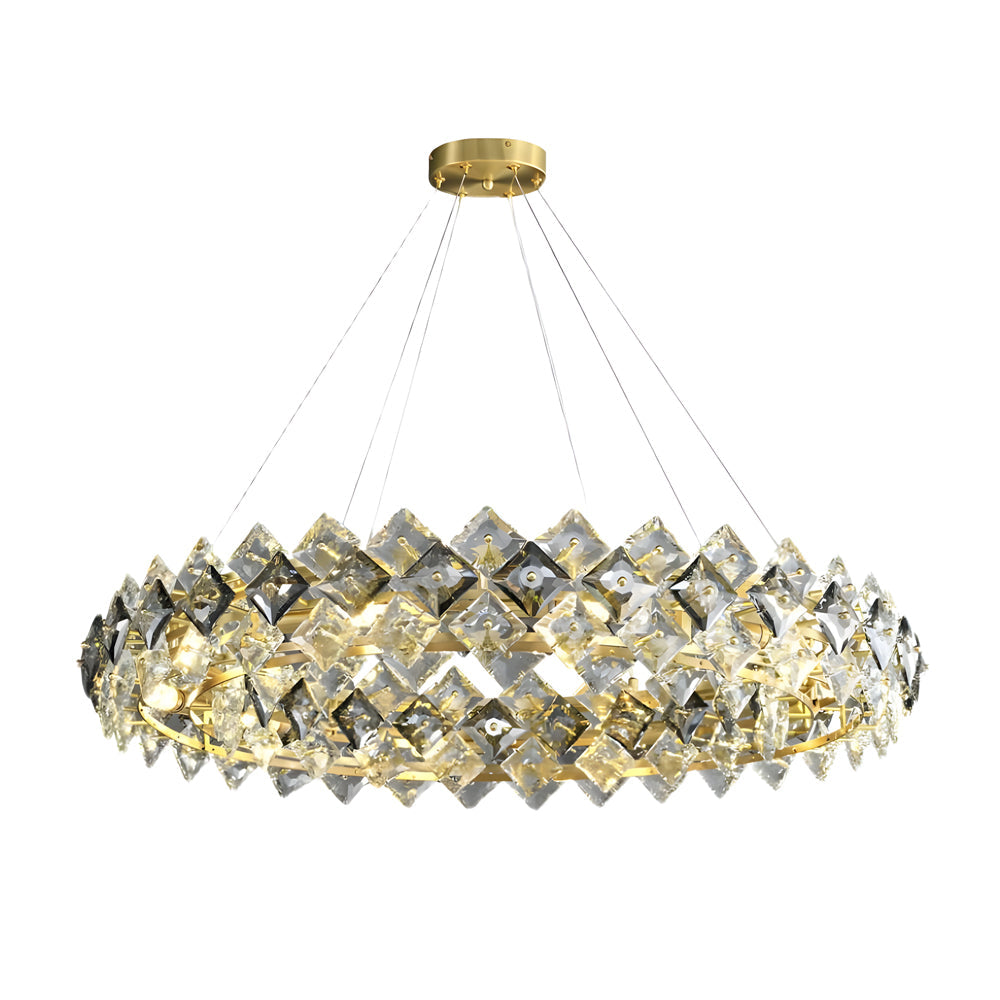 Luxury Ring Chandelier Light Crystal and Copper Modern Ceiling Light