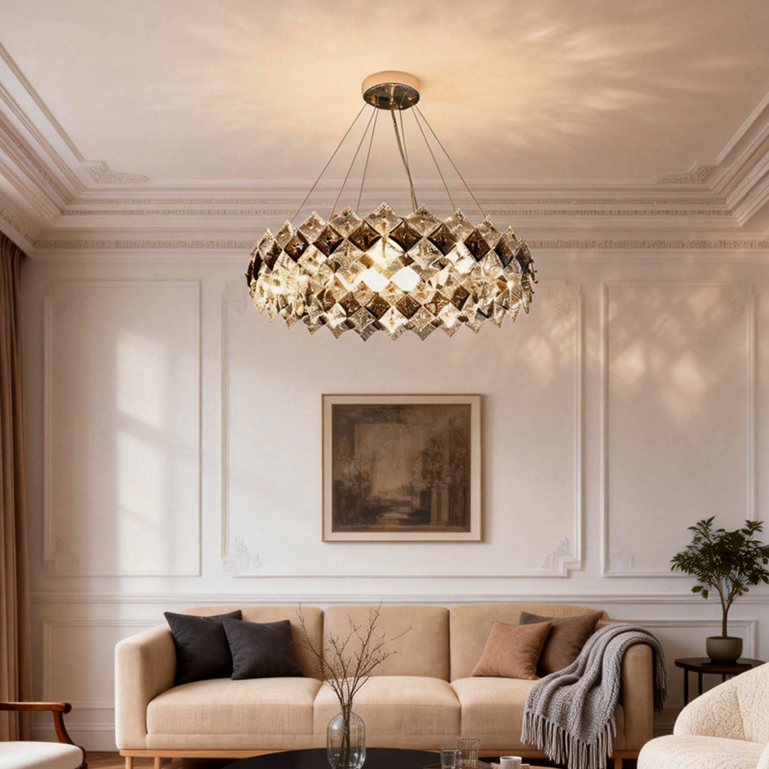 Luxury Ring Chandelier Light Crystal and Copper Modern Ceiling Light