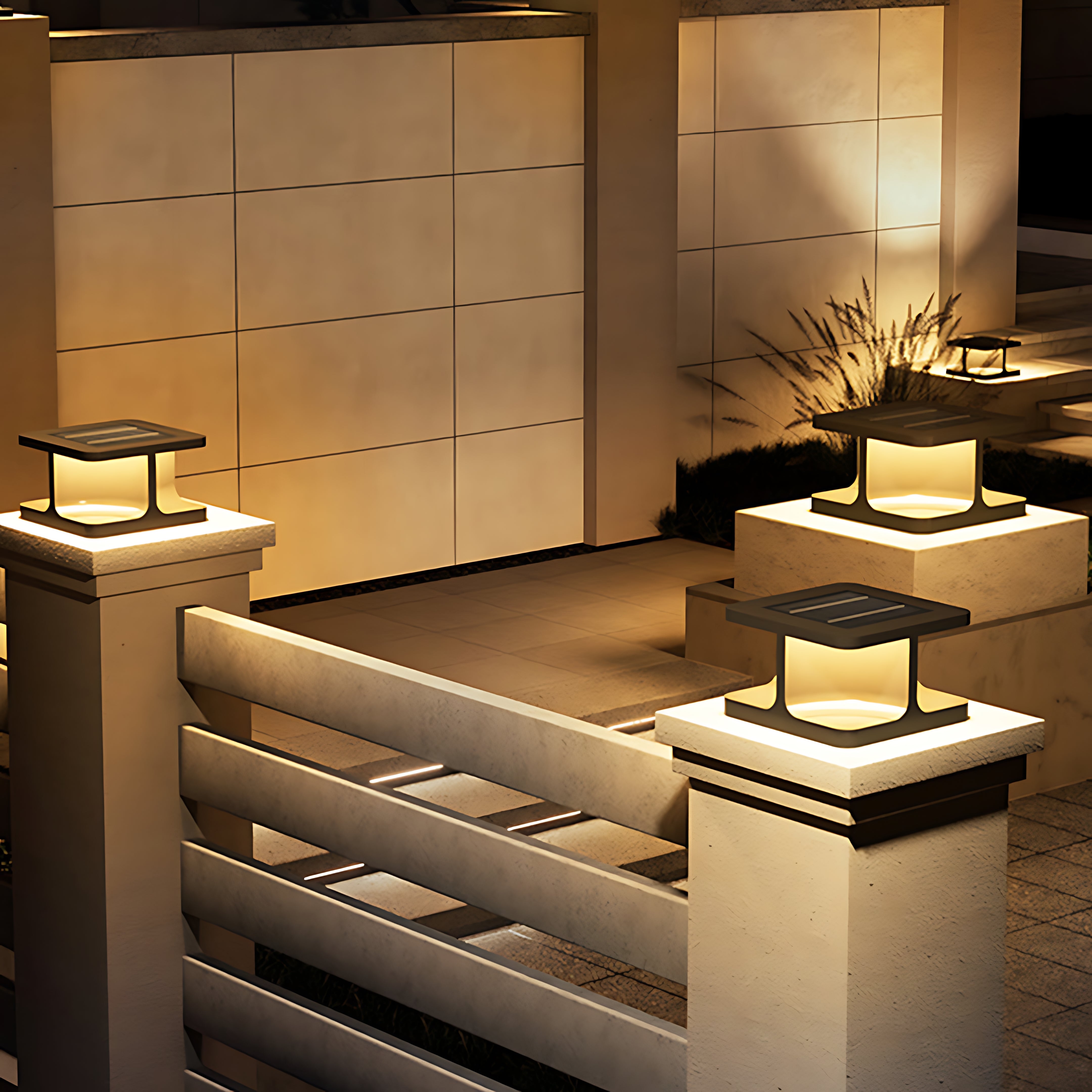 Modern Square Pillar Lights Waterproof Stainless Steel Courtyard