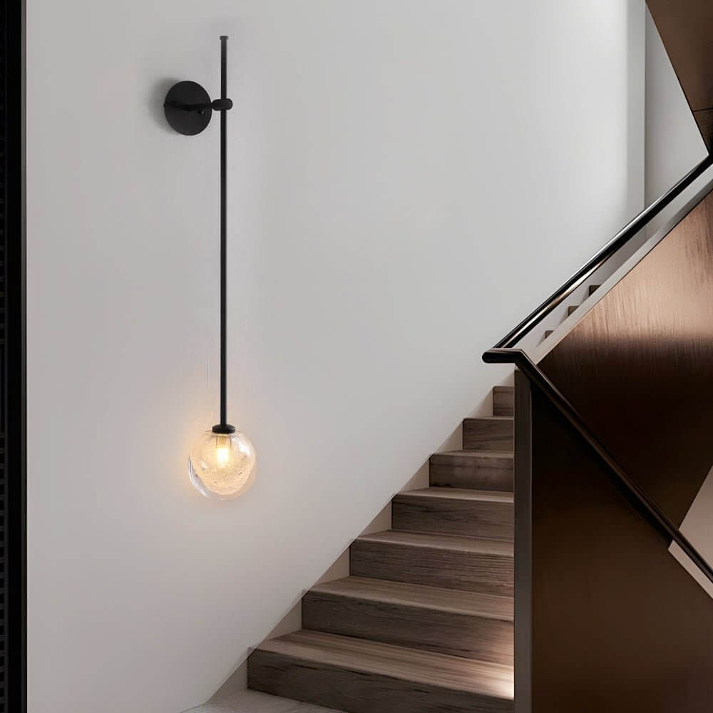 1-Light Glass Bubble Globe Slim Wall Light