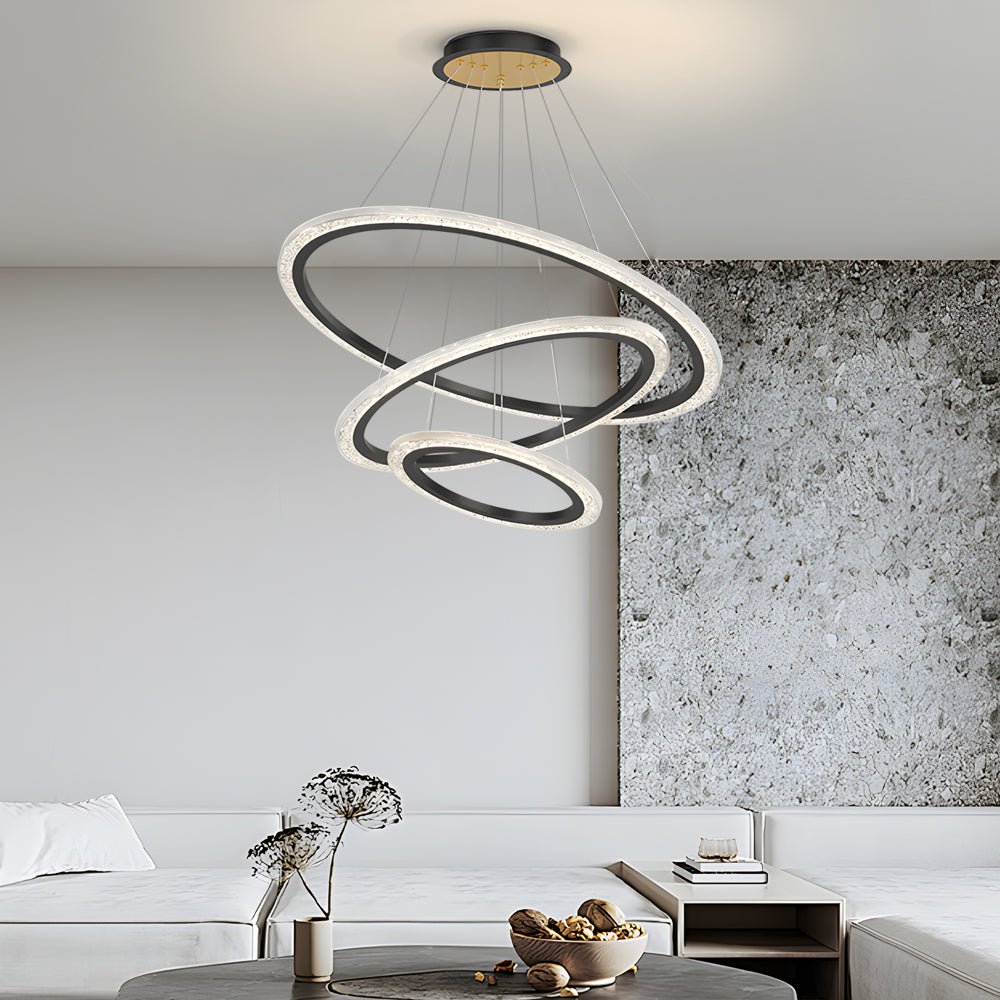 2/3 Rings Adjustable Luxury 3 Step Dimming Modern Chandelier Hanging Lights