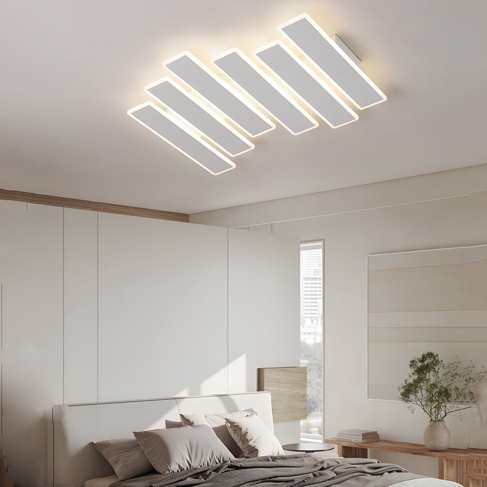 4/6-Lights White Metal Line Dimmable LED Ceiling Light