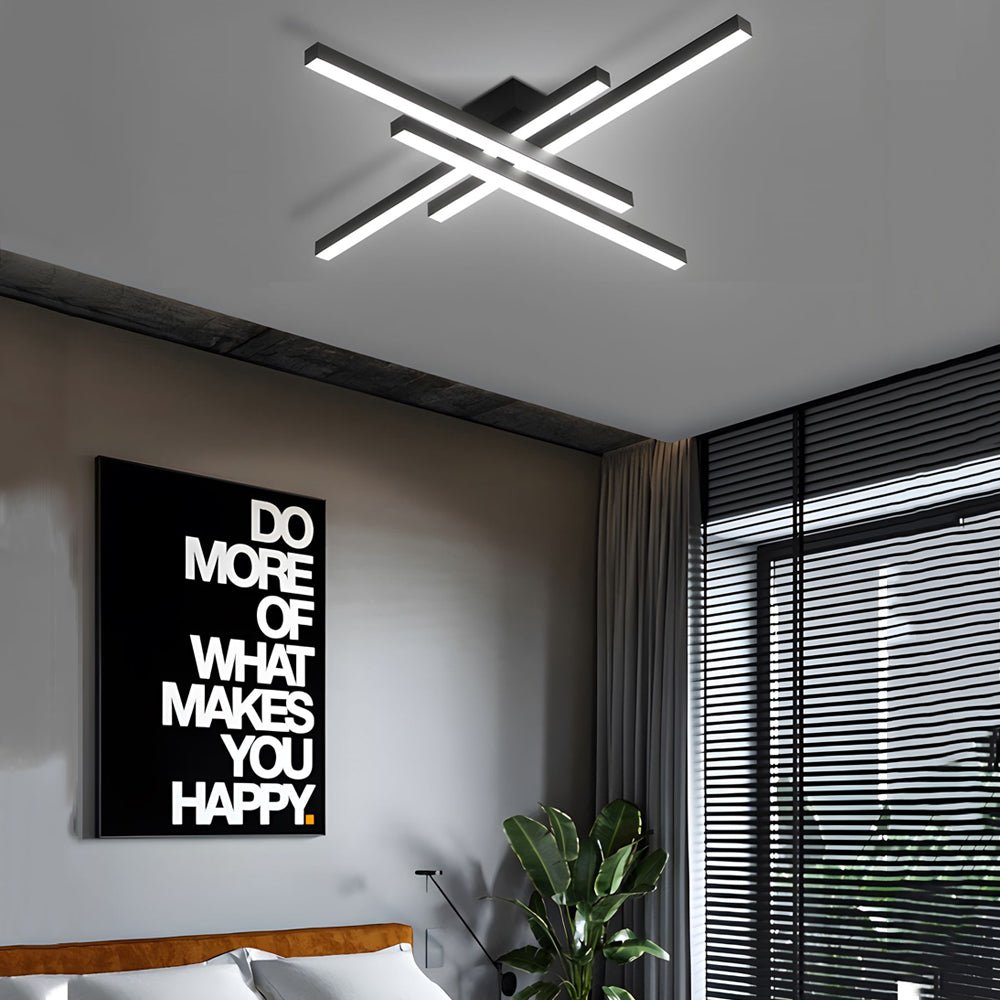 4-Light Modern Linear Parallax Ceiling Lamp LED Flush Mount Ceiling Light