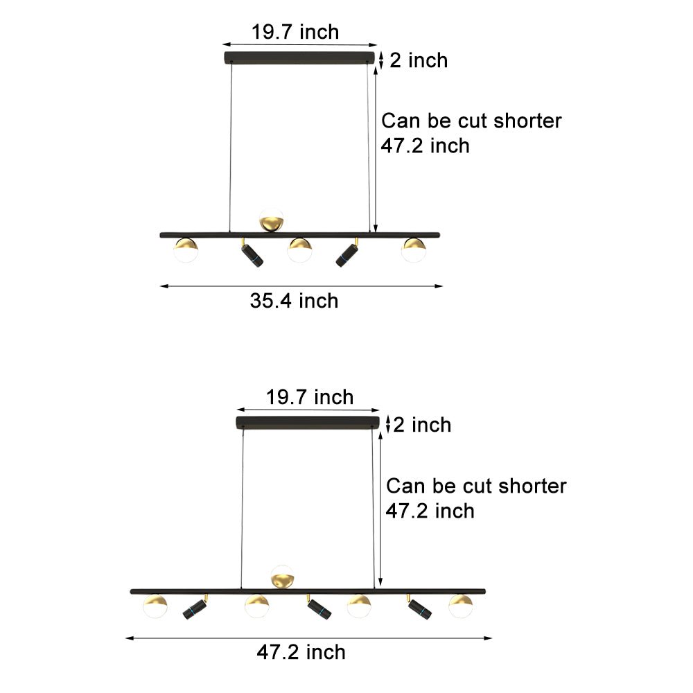 5/7 Spotlights White Long LED Linear Lights Nordic Three Step Dimming Pendant Light