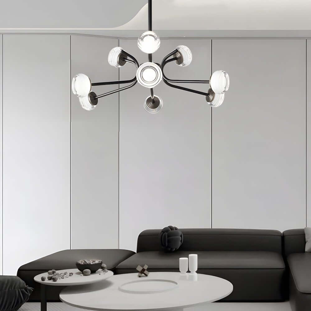 9/16-Light Black LED Sputnik Chandelier