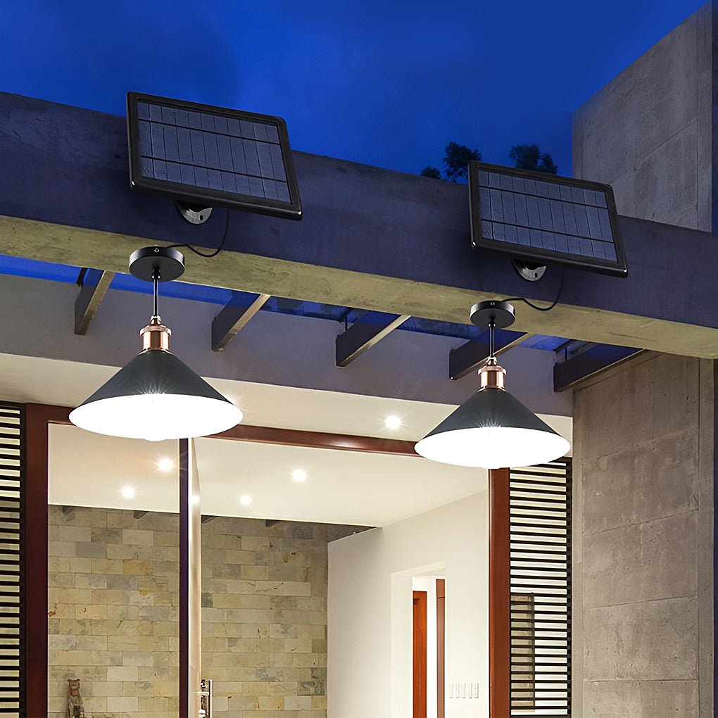 Black Outdoor Pendant Light Solar Waterproof LED Ceiling Light