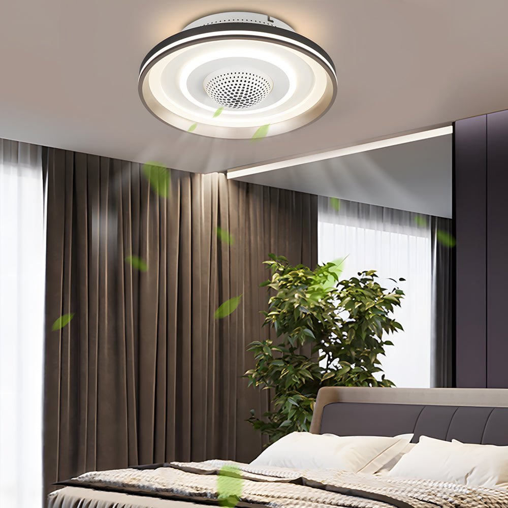 Bladeless Ceiling Fan with Lighting Round LED Invisible Light