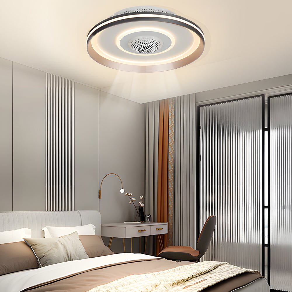 Bladeless Ceiling Fan with Lighting Round LED Invisible Light